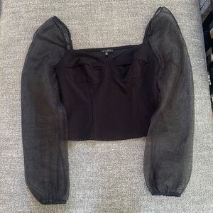 Women’s Dynamite black long sleeve top with sheer sleeves